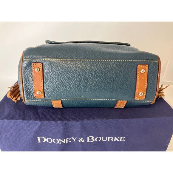 DOONEY & BOURKE NAVY-TEAL  PEBBLED LEATHER LARGE HANDBAG - Picture 5 of 16
